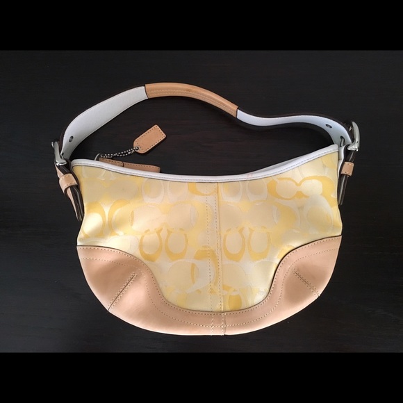 Coach yellow and white mini hobo.