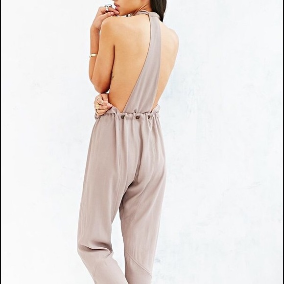 COPE Textured Drawstring Jumpsuit - Tan X-Small