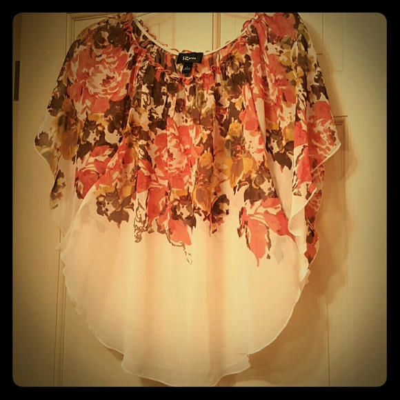 Iz Byer floral print sheer flowy top