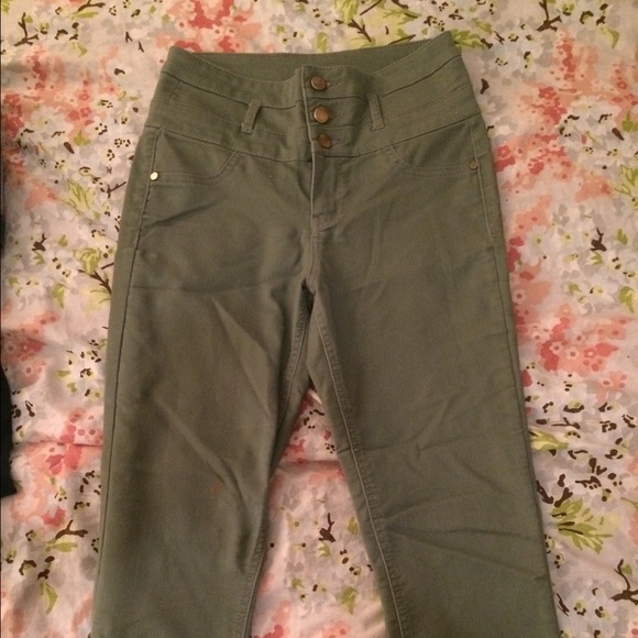 High Waisted army green skinny jeans