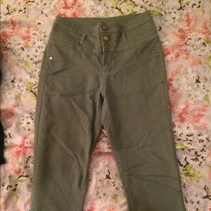 High Waisted army green skinny jeans