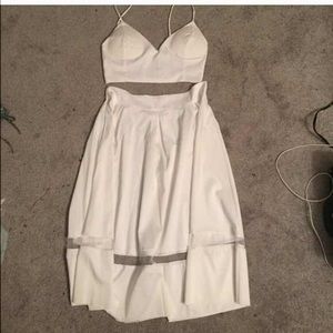 Two piece white skirt set