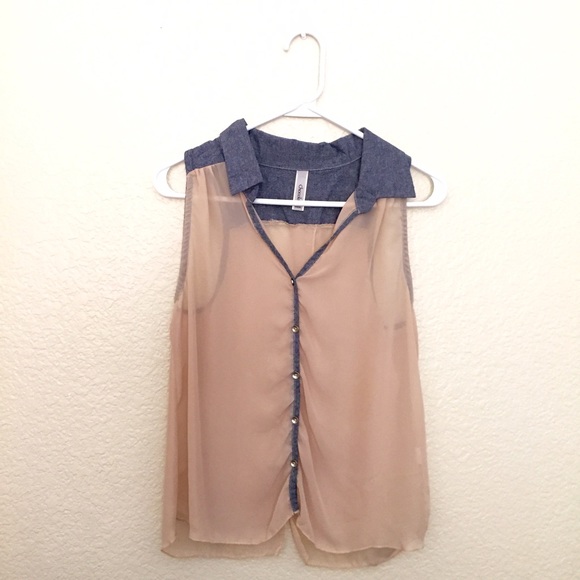 Sleeveless Button Down Shirt