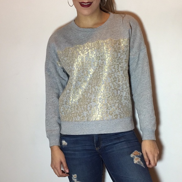 J. Crew Collection Metallic Lace Sweatshirt - Picture 2 of 4