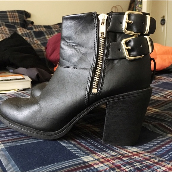H&M Shoes - Black Gold Buckle Ankle Boots