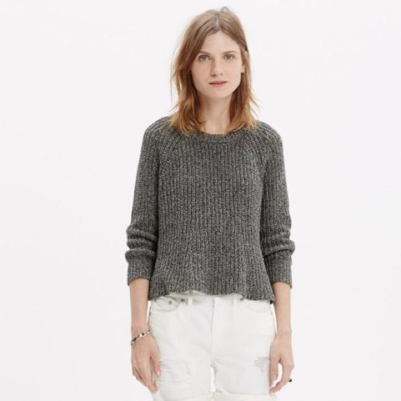 madewell marled swing crop sweater