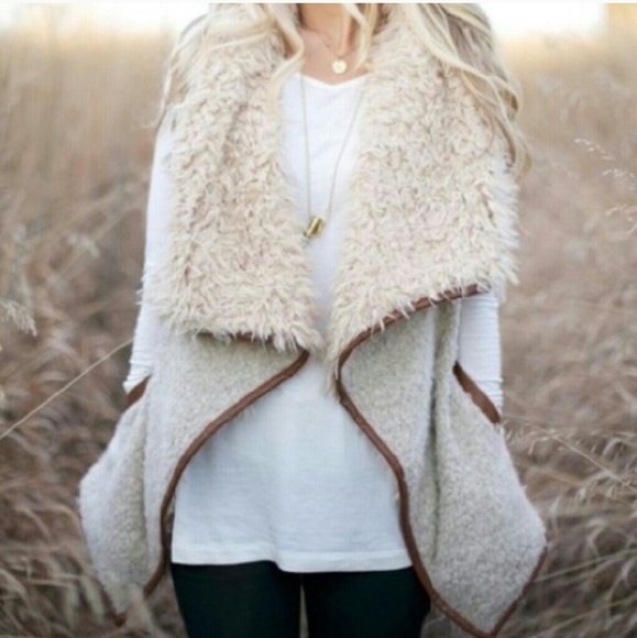 Faux sherling vest