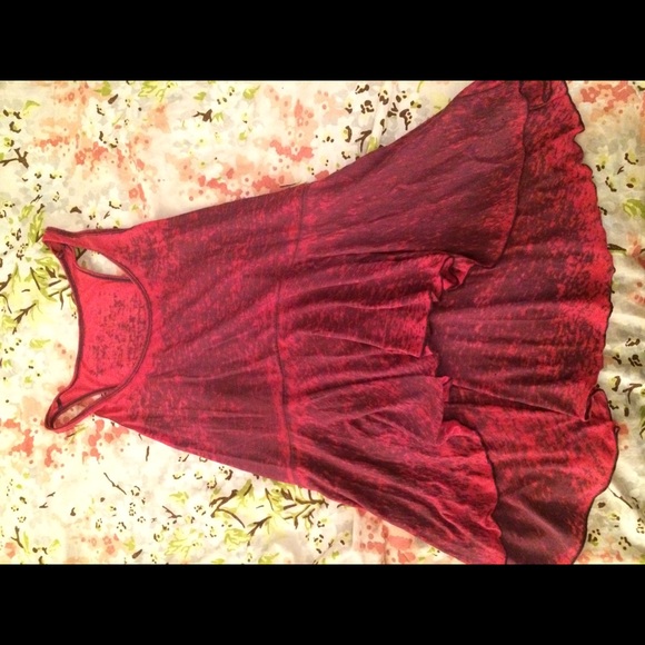 Red peplum top, high-low, free people SIZE: MEDIUM