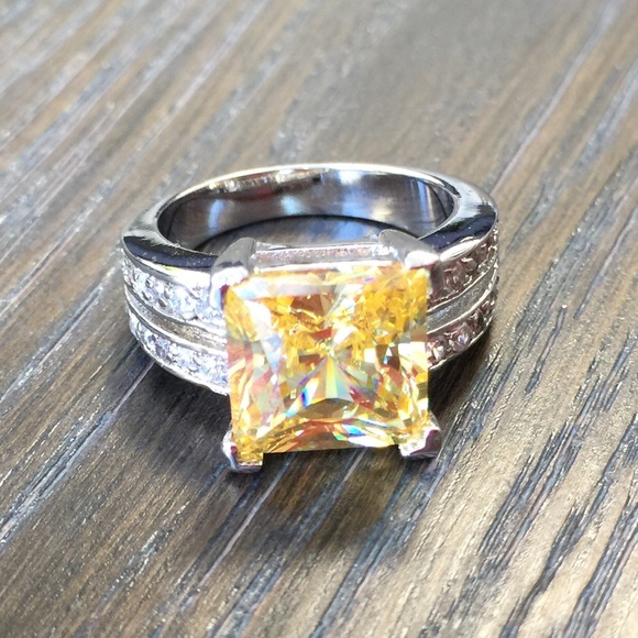 Faux Yellow Diamond Ring