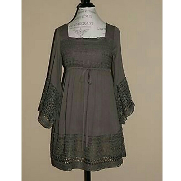 Delilah Crochet lace babydoll dress dark olive - Picture 2 of 4