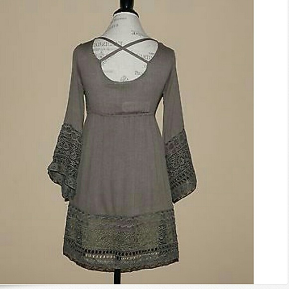 Delilah Crochet lace babydoll dress dark olive - Picture 3 of 4