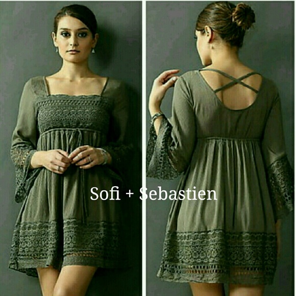 Boutique  Dresses & Skirts - Delilah Crochet lace babydoll dress dark olive