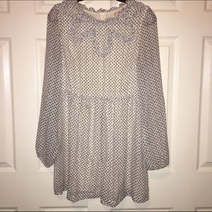 Ivory Print Chiffon Bell Sleeve Free People Dress
