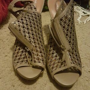 Leather zip up Heels