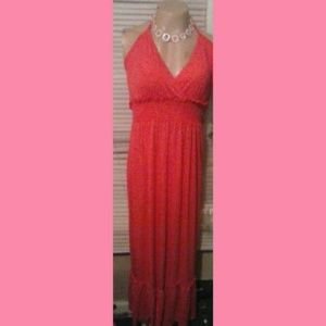 Dark Pink Halter Maxi Dress 1X