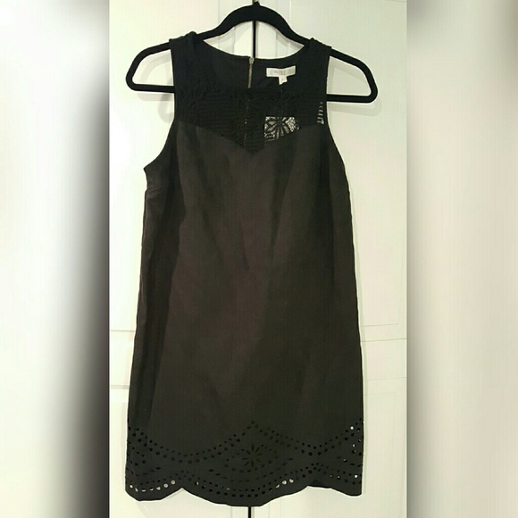 Suede black shift dress
