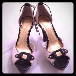 Cream and brown platform sandals