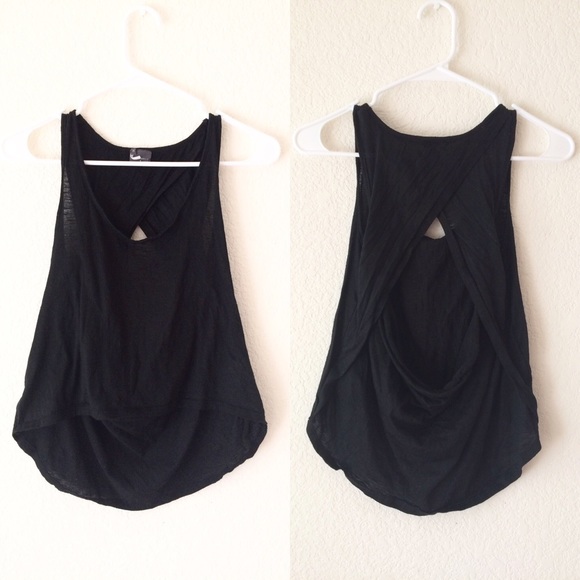 UO Black Open Back Draped Top