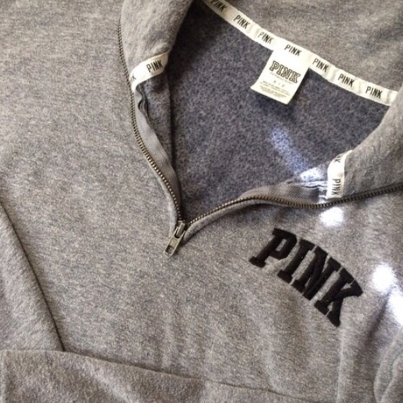 Grey PINK half zip / quarter zip
