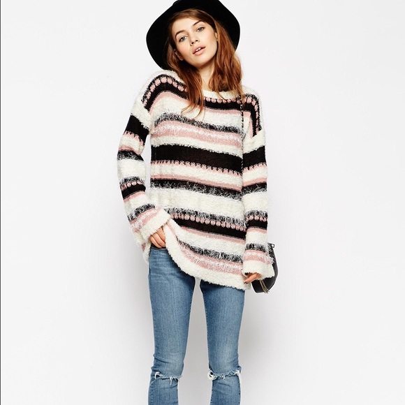 NWOT ASOS Slouch Jumper In Textured Stripe