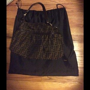 Authentic Fendi Canvas Hobo with gold hardware