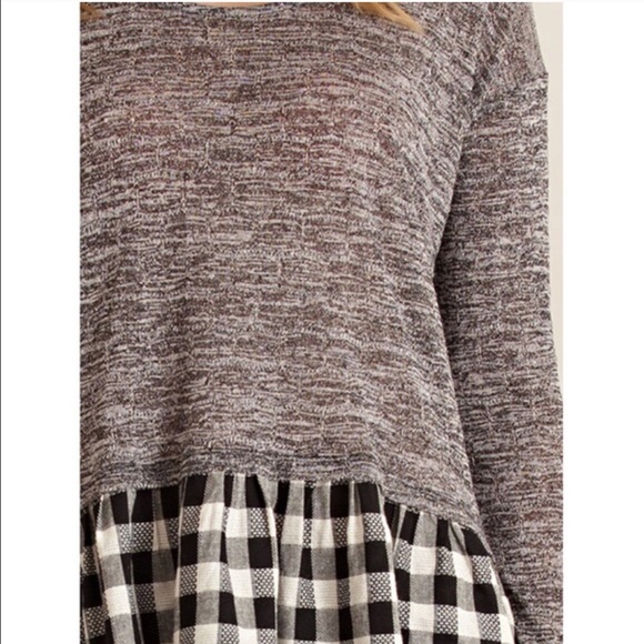 🆕RILEY ruffle plaid sweater top - BLACK - Picture 4 of 4