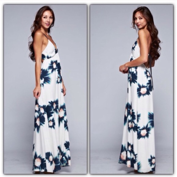 ❣LAST❣ Floral Maxi Dress with Sexy Tie Back - Picture 2 of 3