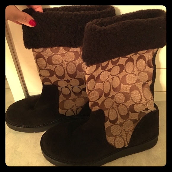 Coach boots - brown & beige.