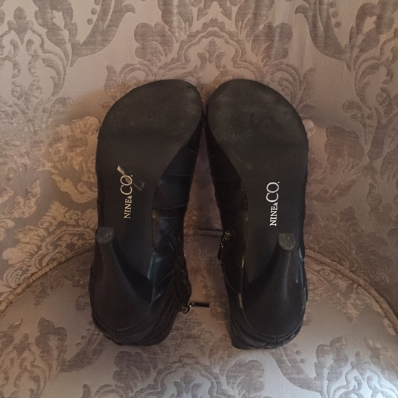 SOLD ** Black Leather Ankle Booties - Picture 3 of 4