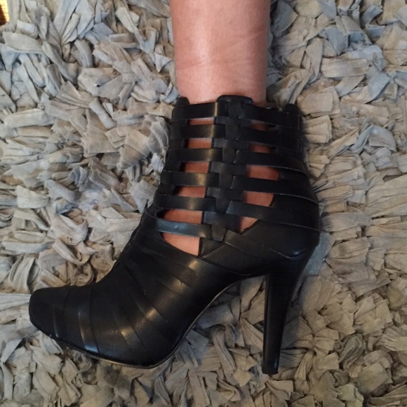 SOLD ** Black Leather Ankle Booties - Picture 4 of 4