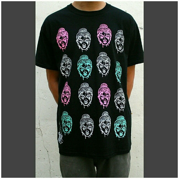 Buddha headz tee pink blue white black