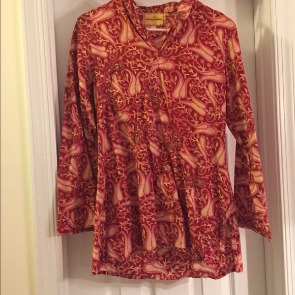 Paisley Tunic with Hand- Stitched Detail