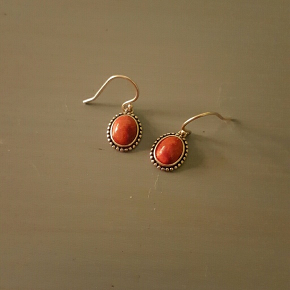 Coral real silver earrings
