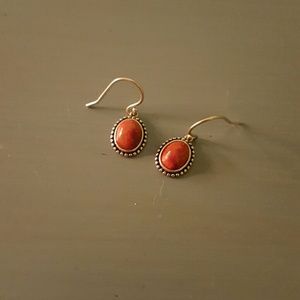 Coral real silver earrings