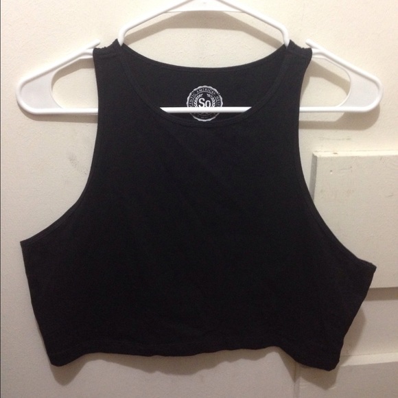 Black, high-neck, racerback crop top - XL