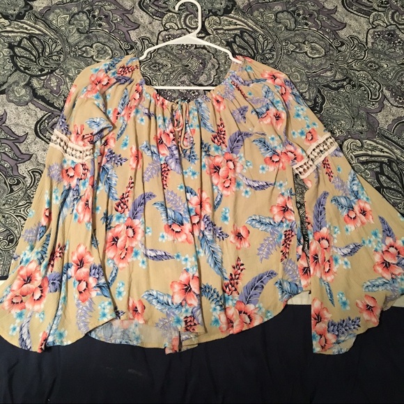 Off the shoulder floral top.
