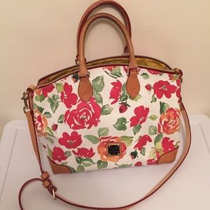 Dooney & Bourke handbag white red rose garden