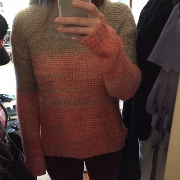 Beige to Coral Ombré Sweater - Picture 2 of 2