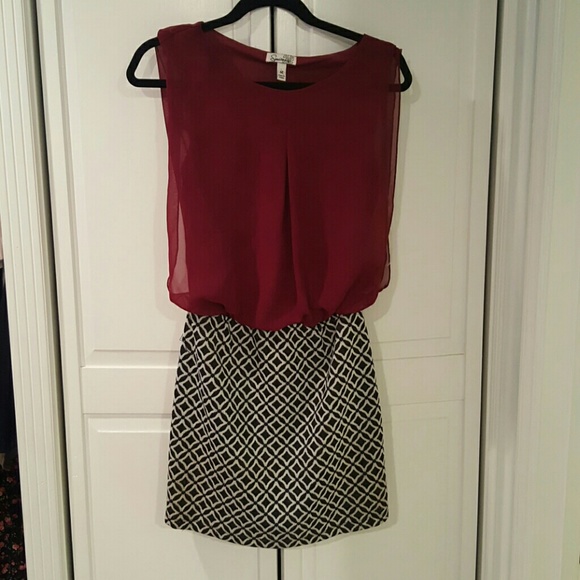 Solid and printed mini dress