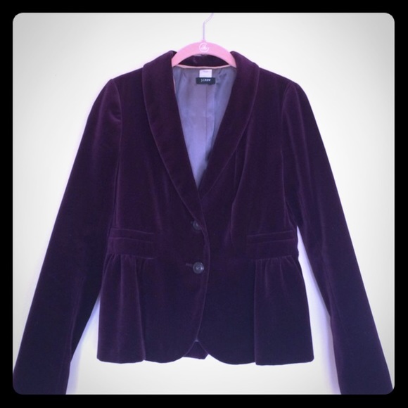 J. Crew Jackets & Blazers - Purple velvet J Crew blazer. Peplum style. Size 2.