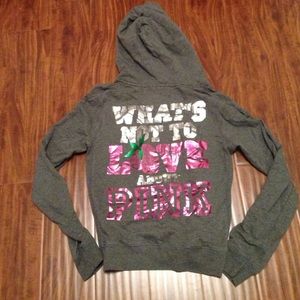 PINK Victoria's Secret Gray Strawberry Hoodie. Lrg