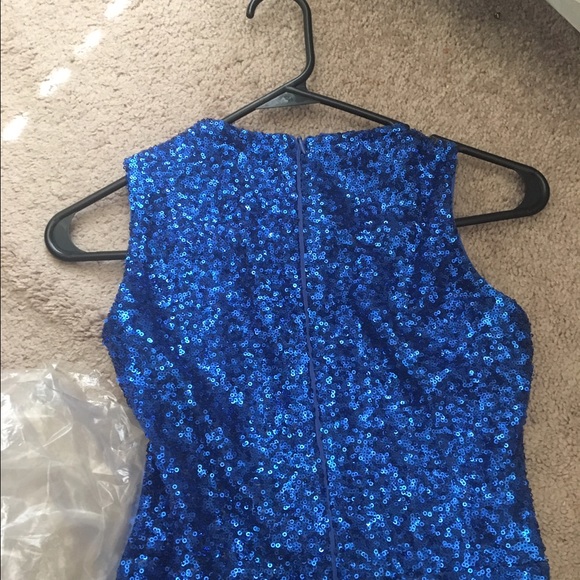 SOLD Nasty Gal blue sequin middle slit prom dress - Picture 3 of 4