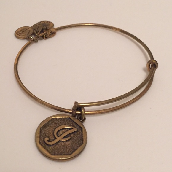 Alex & Ani "i" initial bangle gold/bronze