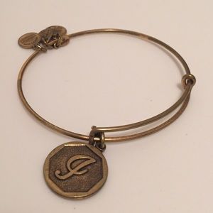 Alex & Ani "i" initial bangle gold/bronze