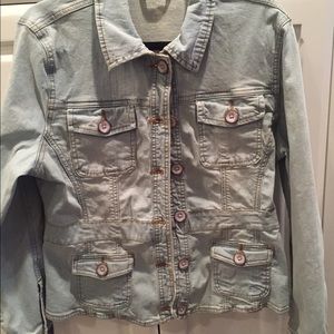 Faded Light Blue Denim Jacket  - Size L
