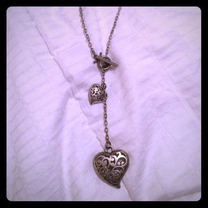 American Eagle Silver Two Heart Necklace