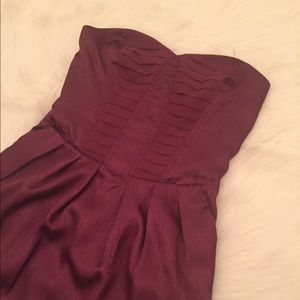 Burgundy Strapless with side pockets dress