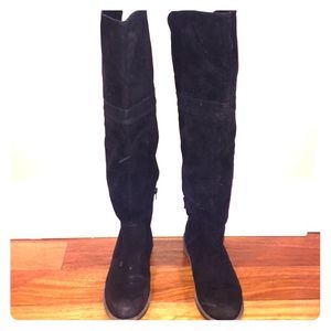 Black, over the knee, suede boots