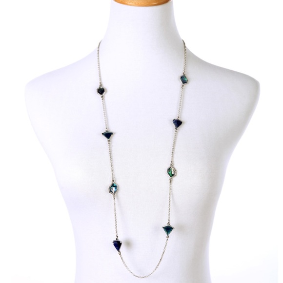 🆕 Crystal & Semi-Precious Stone Sweater Necklace - Picture 2 of 4