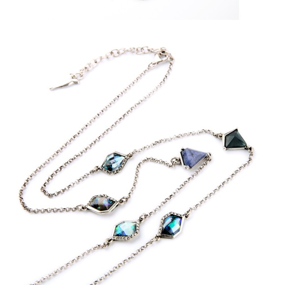 🆕 Crystal & Semi-Precious Stone Sweater Necklace - Picture 3 of 4